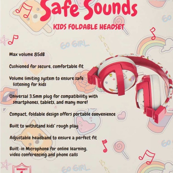 Safe Sounds Pink Kids Foldable Headset - Picture 4 of 5